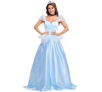 Kreeqe Radiant Sky Blue Medieval Roman Fantasy Princess Costume Dress Adult Quick Easy Last Minute Halloween(azure,S)