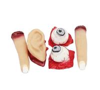 Kreeqe Realistic Horror Movie Props Kit Severed Fingers Eyeballs Ears Creating Spooky Halloween Adult Party Decoration(5-pack,M)