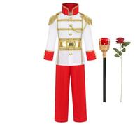 Kreeqe Regal Prince Charming Costume Set Crown Scepter Last Minute Halloween Costumes Easy Adult Christmas Character Role(D-set,L)