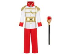 Kreeqe Regal Prince Charming Costume Set Crown Scepter Last Minute Halloween Costumes Easy Adult Christmas Character Role(B-set,S)