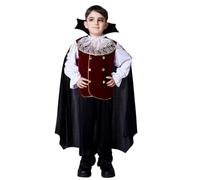 Kreeqe Scary European Vampire Costume for Boys Age 4-12 Years Halloween Horror Nights Haunted Halloween Party Outfit (Black, S)