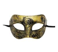 Kreeqe Scary Vintage Half Face Mask with Flat Top for Horror Nights, Haunted House Events, Antique Masquerade Ball Parties, Adults (Prince-Golden, M)