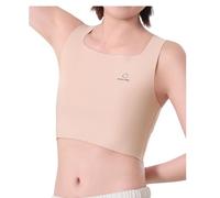 Kreeqe Seamless Chest Binder for Women Transgender Tomboy Pullover No Show FTM Binder Trans Breast Binder Bra Tank Top, Nude, 3X-Large