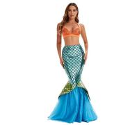 Kreeqe Sparkling Mermaid Princess Costume Adults Halloween Last Minute Pop Culture Party Sequin Sexy Evening Gown Stage (8371,2XL)