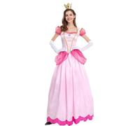 Kreeqe Sparkling Pink Princess Gown Adult Women Halloween Costume Pop Culture Party Last Minute Easy Outfit(pink,XL)