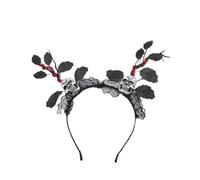 Kreeqe Spooky Festive Pumpkin Skull Headband Halloween Dance Party Hair Accessory Adults Teens Costume Performance Unisex(black-white,M)