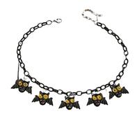 Kreeqe Spooky Halloween Fun Scary Pumpkin Ghost Pendant Handmade Acrylic Short Necklace Unisex Festival Party Accessory, M, Crystal, No Gemstone