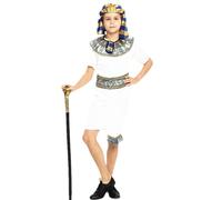 Kreeqe Striking Last Minute Halloween Costumes Easy Couple Pharaoh Cleopatra Outfits Adults Teenagers Stage Role Play(kids-white-Pharaoh,M)