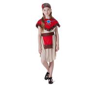 Kreeqe Striking Last Minute Native American Costume Indian Warrior Outfit for Adults Vibrant Easy Halloween Party(red-female,L)