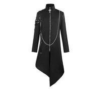 Kreeqe Striking Medieval Renaissance Punk Gothic Long Coat Effortless Last Minute Halloween Costume Adult Jacket Style(black,M)