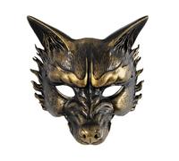 Kreeqe Striking Vintage Carnival Halloween Party Animal Wolf Mask RP Material Handcrafted Adult Costume Gold Silver(Gilded,M)