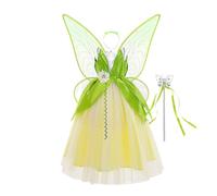 Kreeqe Stunning Forest Green Princess Costume Set Featuring Wings Accessories for Halloween Party Teens & Adults(5-PACK,110)