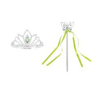 Kreeqe Stunning Forest Green Princess Costume Set Featuring Wings Accessories for Halloween Party Teens & Adults(2-pack(B),120)