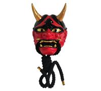 Kreeqe Stunning Japanese Oni Demon King Resin Mask for Adult 14+ Costume Horror Role Play Masquerade Party NYE Celebration(red(B),M)