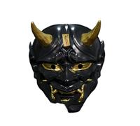 Kreeqe Stunning Japanese Oni Demon King Resin Mask for Adult 14+ Costume Horror Role Play Masquerade Party NYE Celebration(black,M)