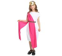 Kreeqe Stunning Kids Greek Goddess Costume Roman Queen Dress Last Minute Halloween Outfit Easy Cosplay Attire(pink,M)