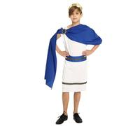 Kreeqe Stunning Kids Greek Goddess Costume Roman Queen Dress Last Minute Halloween Outfit Easy Cosplay Attire(blue,L)