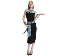Kreeqe Stunning New Cleopatra Pharaoh Costume Adult Unisex Egyptian Halloween Party Outfit Last Minute(black-long-queen,M)