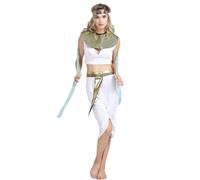 Kreeqe Stunning New Cleopatra Pharaoh Costume Adult Unisex Egyptian Halloween Party Outfit Last Minute(Platinum-queen,M)
