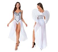 Kreeqe Stunning Sexy Halloween Cosplay Ancient Greek Medusa Costume Women Stage Performance Role Play Party Outfit(white,XL)