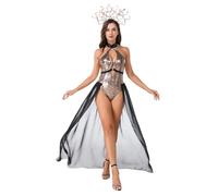 Kreeqe Stunning Sexy Halloween Cosplay Ancient Greek Medusa Costume Women Stage Performance Role Play Party Outfit(black-Python,L)