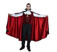 Kreeqe Terrifying European Vampire Costume Adult Men Easy Last Minute Halloween Outfit Role Play Party Polyester Fabric(black-red,M)