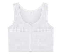 Kreeqe Tomboy Transgender FTM Chest Binder Zip Up Breathable Half Binder Bra Summer Cool Mesh, White, X-Large