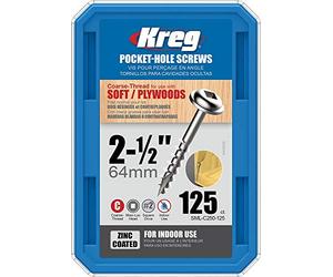 Kreg - 125 galvanised screws - 8 x 64 mm - thick thread - Maxi-Loc square