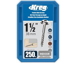 Kreg - 250 galvanised Screws - 8 x 38 mm - Thick Thread - Maxi-Loc Square