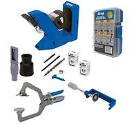 Kreg Pocket-Hole Jig 720 with KPHA760 Pocket Hole Jig Hold Down Clamp and KHC3 3 Inch Face Frame Clamp with SK04 Starter Pocket Hole Screw Kit