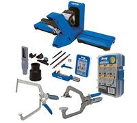 Kreg Pocket-Hole Jig 720PRO with the KHC3 Face Frame Clamp KHCRA Right Angle Clamp and the SK04 Starter Pocket Hole Screw Kit