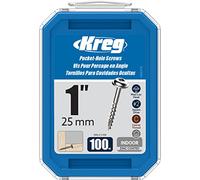 Kreg SML-C1-100 Pocket Screws - 1-Inch, 8 Coarse, Washer-Head, 100ct | Zinc Pocket-hole Screws, Coarse Thread, Maxi-Loc Head for Strong Indoor Woodworking Joints
