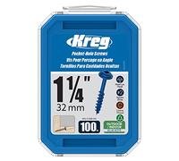 Kreg SML-C125B-100 Blue-Kote WR Pocket Screws - 1-1/4-Inch, 100 pack | Weather-resistant Blue-Kote Pocket Screws, Coarse Thread, Maxi-Loc Head for Outdoor Woodworking