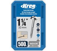 Kreg SML-F125-500 Zinc Pocket Screws, 1 1/4 Inch, 7 Fine Thread, Maxi-Loc Head (500 Count)