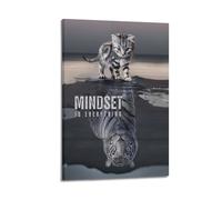 Krem Mindset Is Everything Poster Wall Art Canvas Gift For Friend Bed Room Living Room Decor Modern Aesthetic12x18inch(30x45cm) Frame-style