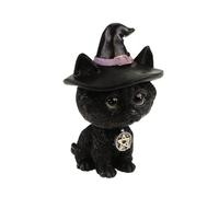 Kremers Schatzkiste Bobble Head Witch Cat Black 11 cm Hand-Painted Decorative Figure Polyresin Witch Hat Pentagram Gothic Fantasy Sculpture Gift Idea Halloween Cat Wobble Figure
