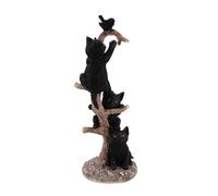 Kremers Schatzkiste Cat Figure 3 Black Cats on Branch Hand-Painted Decoration 27 cm Polyresin Decoration 27 cm Garden Figure Animal Figure Sculpture Gift Indoor Outdoor Cat Lovers Collectible