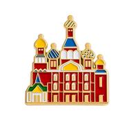 Kremlin Moscow Enamel Lapel Pin Badge 2.5cm x 3cm Colourful Russian Landmark Souvenir Brooch Gold Tone Metal