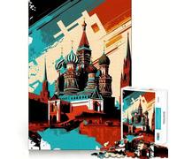 Kremlin of Moscow Pop Art 1000 Piece Jigsaw Puzzles for Teenagers Jigsaw Brain Gain Sharp Edge Family Game Game Night (50x75cm)