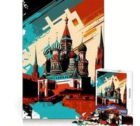 Kremlin of Moscow Pop Art 1000 Piece Jigsaw Puzzles for Teenagers Jigsaw Brain Gain Sharp Edge Family Game Game Night (50x75cm)