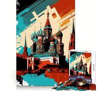Kremlin of Moscow Pop Art Jigsaw for Adults1000 Pieces Mental Skill Smooth Cut Enjoyable Challenge (38x26cm)