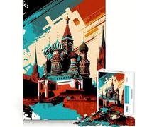 Kremlin of Moscow Pop Art Jigsaw for Adults1000 Pieces Mental Skill Smooth Cut Enjoyable Challenge (38x26cm)