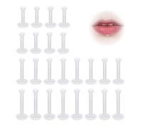 KRENIE 24pcs Clear Earrings Studs for Piercing - Transparent Invisible Retainers for Sports & Work - Cartilage Stud Earrings for Helix Tragus Conch - Bioflex Push Pin Back Flat Top