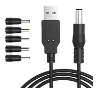 KRENIE USB to DC Power Cable 5V 1M - Multi-Connector USB Charging Cable with 5.5×2.5mm, 4.0×1.7mm, 3.5×1.35mm, 3.0×1.0mm, 2.5×0.7mm Tips - Universal DC Cable for Router, Laptop Pad, Speaker