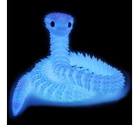 Kreomitxt Big 3D Printed Snakes (24 inch) - Large 3D Printed Animals Flexible Articulated Joints collectable Snake Animal Fidget Toys for Home Desk Decor (Night Light Rainbow)