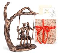 Kresecioo Anniversary Wedding Gifts for Couple/Her - Romantic Couple Statue in Love, Antique Bronze Metal Couple Figurine Sweet Loving Together Iron Sculpture Decor, Couple Wife Husband Gifts