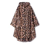 Krespuka Women Rain Poncho Waterproof Rain Poncho with Hood and Zipper, Leopard Design, One Size