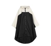 Krespuka Womens Rain Poncho Waterproof Raincoat with Hood Zipper Outdoor Hiking Biking, Black White, One Size