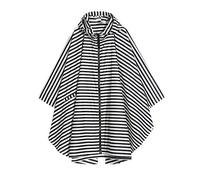 Krespuka Womens Rain Poncho Waterproof Raincoat with Hood Zipper Outdoor Hiking Biking, Black White Stripes, One size