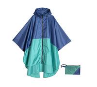 Krespuka Womens Rain Poncho Waterproof Raincoat with Hood Zipper Outdoor Hiking Biking, Blue Green, One size